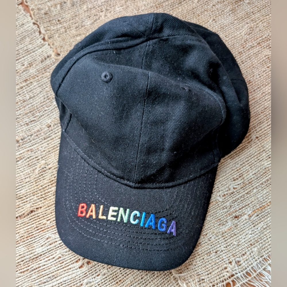 Balenciaga Rainbow Logo Embroidered Baseball Cap - Picture 3 of 5